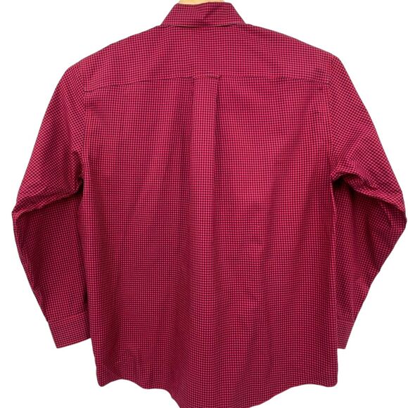 Vintage Orvis Button Down Dress Shirt Mens Red Black Gingham Check Long Sleeve L - Picture 2 of 5